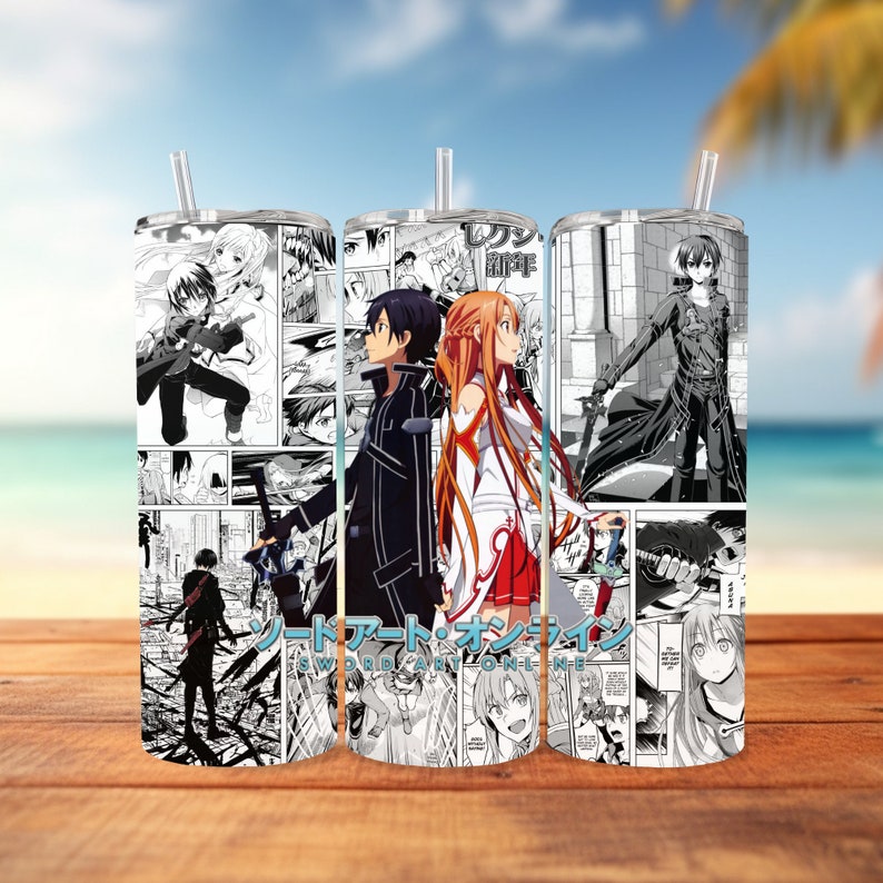 Sublimation Design Straight 20oz Skinny Tumbler Anime Manga Panel