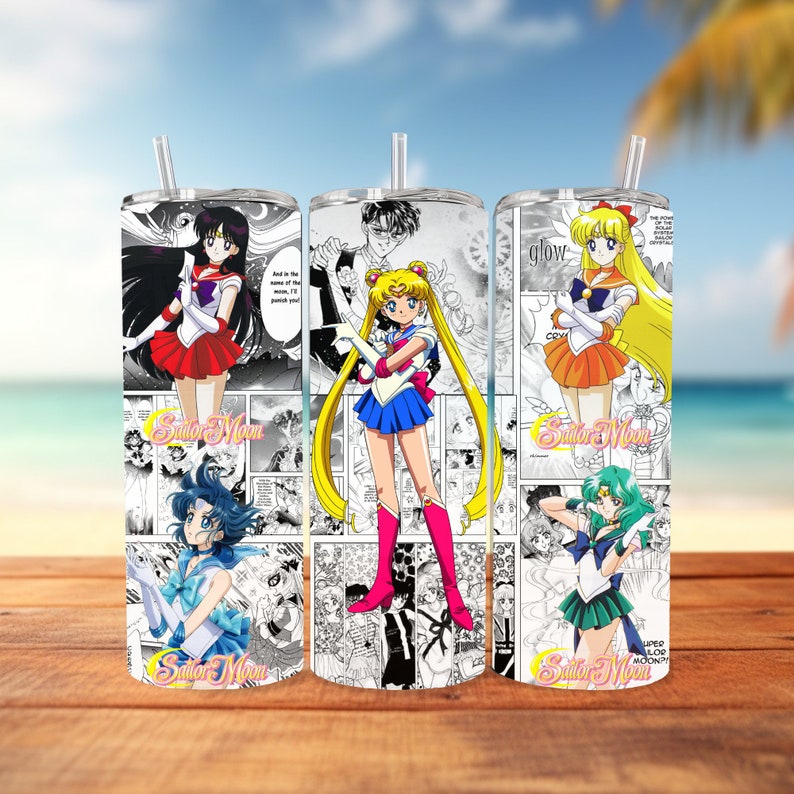 Anime Sublimation Design Straight 20oz Skinny Tumbler Anime and Manga