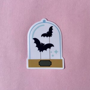 Whimsical Bat Terrarium Die-Cut Sticker On Clear Vinyl