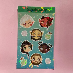 Folha de adesivos dos companheiros de origem Chibi de Baldur’s Gate 3