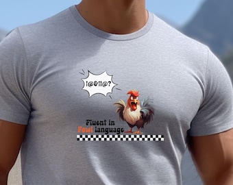 Camisa fluida en lenguaje de aves, camisa de gallo, camisa humorística, regalo para ella/él, camisa sarcástica, camisa divertida, camiseta de lenguaje de aves, camiseta de gallo,