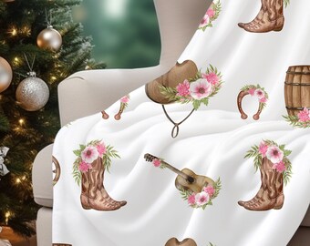Manta Minky de terciopelo rosa para niñas occidentales, manta Minky de vaquera, tiro occidental para niñas, manta para chicas de campo, manta Minky para niñas, tiro occidental