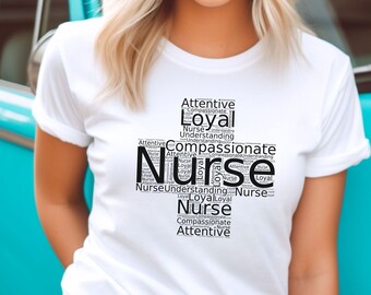 Camiseta de enfermera, camisa para ella, regalo, camisa de enfermera compasiva, camisa médica, camiseta de enfermera, enfermera leal, camisa para él, camisa cruzada médica, camiseta de enfermera