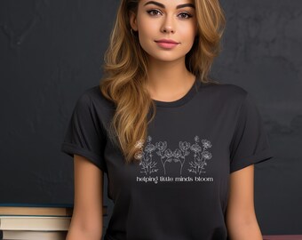 Ayudando a las mentes pequeñas a florecer camisa, camisa de maestro, regalo para ella, regalo para maestra, camiseta de maestro de mentes pequeñas, camiseta de maestro, camiseta de mentes florecer