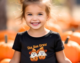 Camiseta para niños pequeños Boo Crew, camiseta Boo Crew, camiseta de calabaza con fantasma, camiseta de calabaza para niños pequeños, camisa de Halloween para niños pequeños, camisa de Halloween Boo Crew