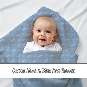 Custom Name and Bible Verse Blanket | Personalized Bible Verse Plush Blanket for Boys | Baptism Gift | Newborn Gift | Baby Shower Gift | 80