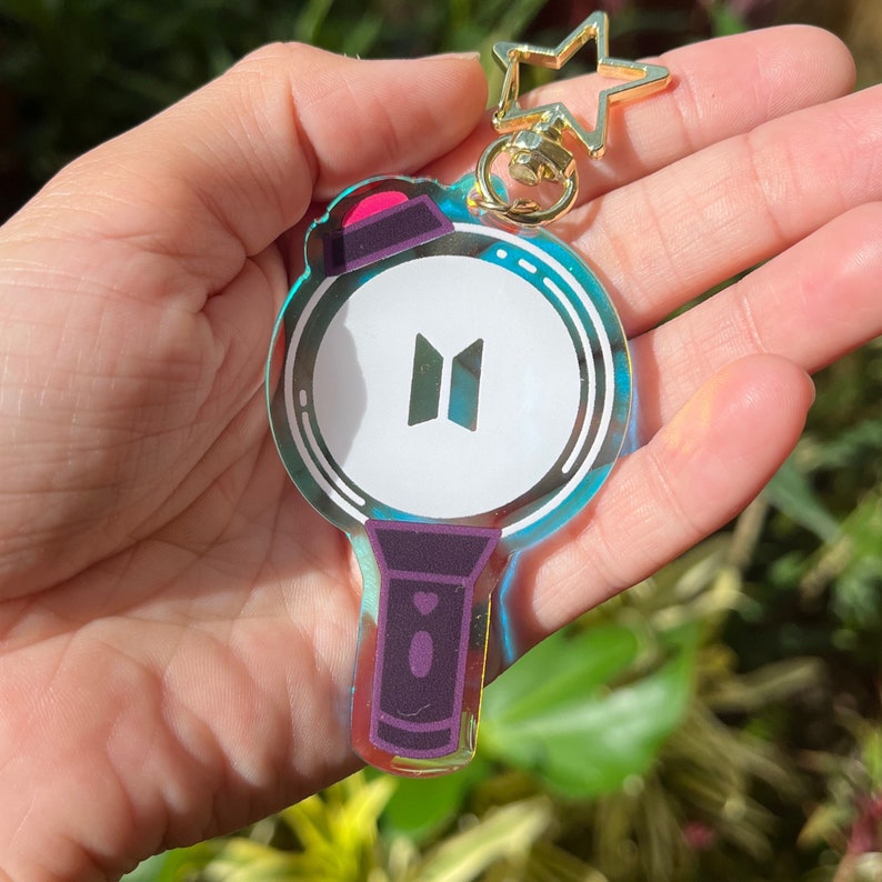 BTS Army Bomb Kpop Lightstick Acrylic Holographic Keychain Etsy