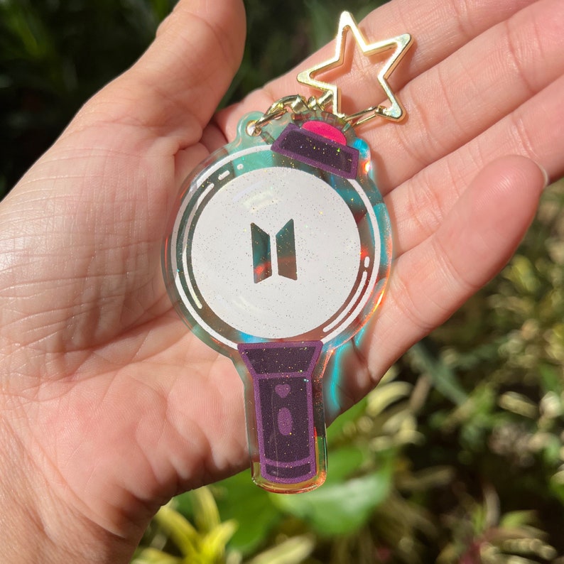 BTS Army Bomb Kpop Lightstick Acrylic Holographic Keychain Etsy