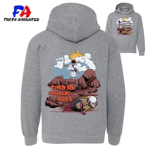 Anime Hoodie Faith Hoodie Heather Grey Hoodie Graphic Hoodie David and Goliath Giant