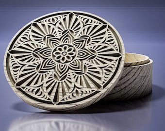 Round-shaped V-carved Jewelry box CNC files Dxf Svg Eps