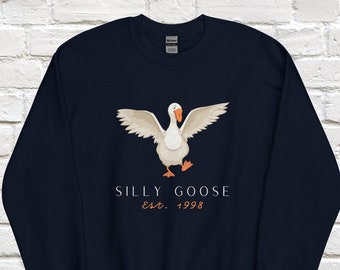 Custom Silly Goose Sweatshirt, Goose Crewneck Sweatshirt, Silly Goose Shirt, Funny Sweatshirt, Customizable Birth Year