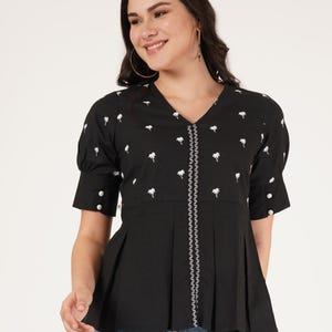 Pure Cotton Women Embroidered Top, Jeans Top, Short Kurtis