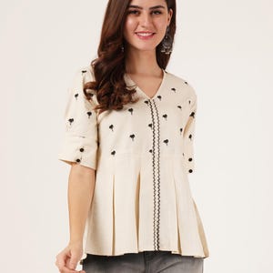 Pure Cotton Women Embroidered Top, Jeans Top, Short Kurtis
