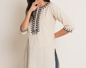 Embroidered Cotton Kurti: Women's Ethnic Tunic Top