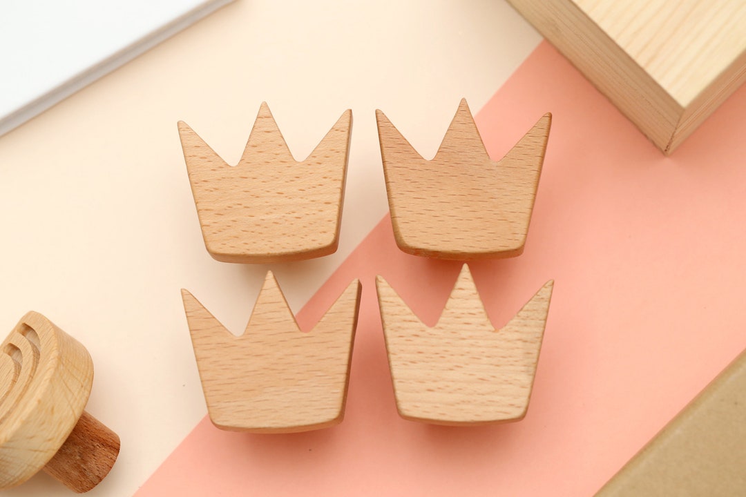 Crown Drawer Knobs Nursery Drawer Knobs / Wood Knobs for Etsy