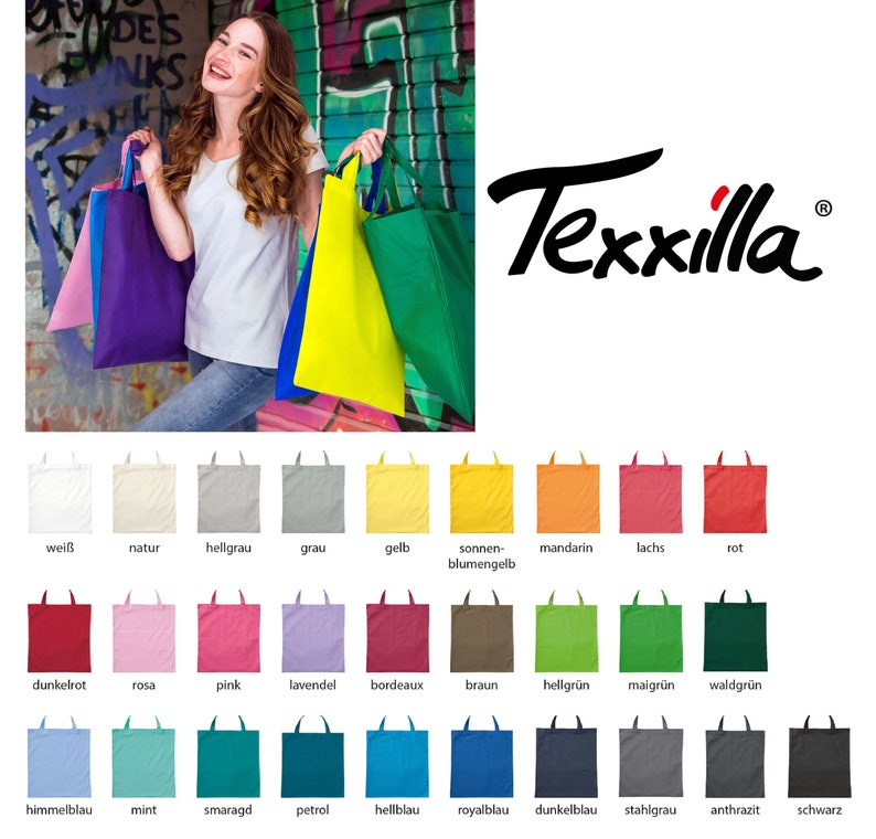 Texxilla Baumwolltasche Classic mit zwei langen Henkeln zum selber gestalten / DIY zdjęcie 1