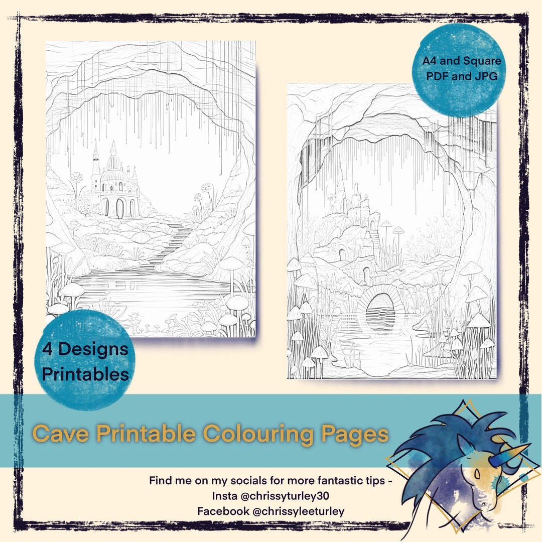 Cave Coloring Pages Printable Painting Traceable Gift for - Etsy