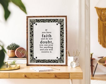 Matt 21:21-22 Arte de parede resumida / Impressões de versículos da Bíblia / Arte da Bíblia / Arte das Escrituras / Arte de citações cristãs / Estética cristã / Presente cristão