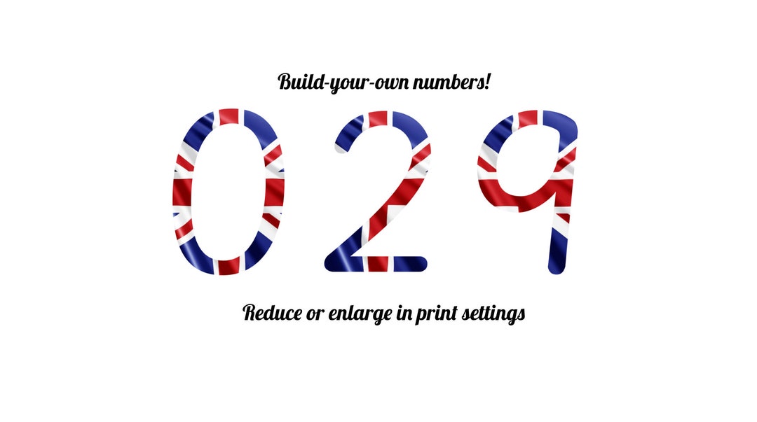 09 Large Numbers / Union Jack Numbers / Build Your Own Etsy
