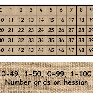 Getallenvierkant / Getallenvierkanten 0-99, 1-100, 0-49, 1-50 / Hulpmiddel voor wiskundeles / Wiskundeweergave / Getallenrasters