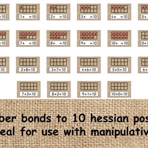 Legami numerici fino a 10 / poster di matematica / tappetini di pasta modellabile / tappetini manipolativi / coppie fino a 10