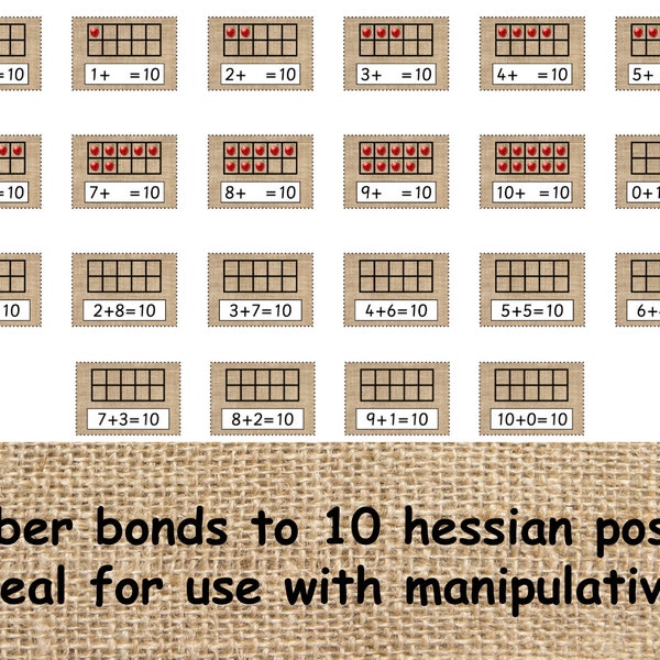 Enlaces numéricos hasta el 10 / carteles de exhibición de matemáticas / tapetes de plastilina / tapetes manipulativos / pares hasta el 10