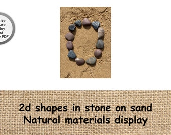 Shapes / 2D shapes / stone and sand / classroom maths posters / maths display / 2D shapes display / learning shapes / common shapes