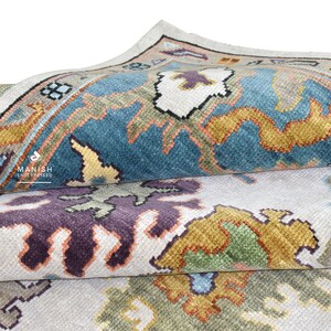 Handmade Oushak Rug: Sky Blue Turkish Wool Area Rug