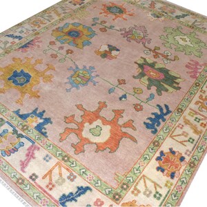Vintage muted pink Oushak rug - all sizes Turkish Oushak rug, luxury bedroom decor, room decor 9x12 10x14 8x10