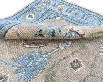 Rug 8x10 Brown wool, hand knotted, vintage oushak rug, Turkish style
