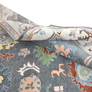 9x12 Oushak Rug: Hand-Knotted Wool, Vintage Turkish Knot