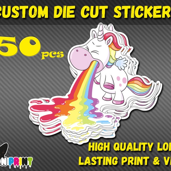 50 Custom Die Cut Vinyl Stickers: The Ultimate Branding Solution - Personalize your logo custom stickers with precision-cut every shape.