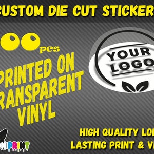 500 Transparent Custom Die Cut Vinyl Stickers: The Ultimate Branding Solution -Personalize your logo stickers with precision-cut every shape
