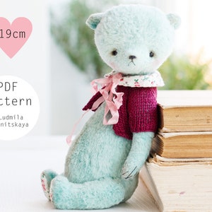 Teddy bear pattern, teddy bear sewing pattern pdf, joint bear pattern, memory bear pattern , stuff bear tutorial, soft toy pattern 7.5 inch