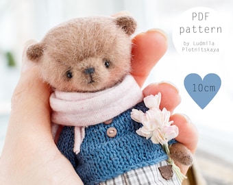 Künstlerbär-Muster, Teddymuster, Teddybär, Stofftiermuster, Miniaturbär, 10 cm