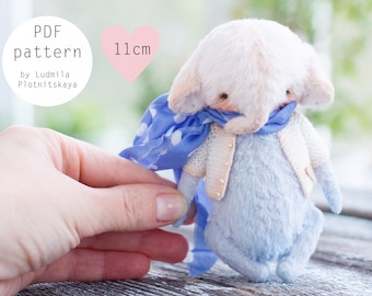 Patrón de costura de elefante, patrón de costura de animales de cosas, patrón de juguete suave, patrón de osito de peluche de artista, elefante en miniatura pdf 4.5 pulgadas
