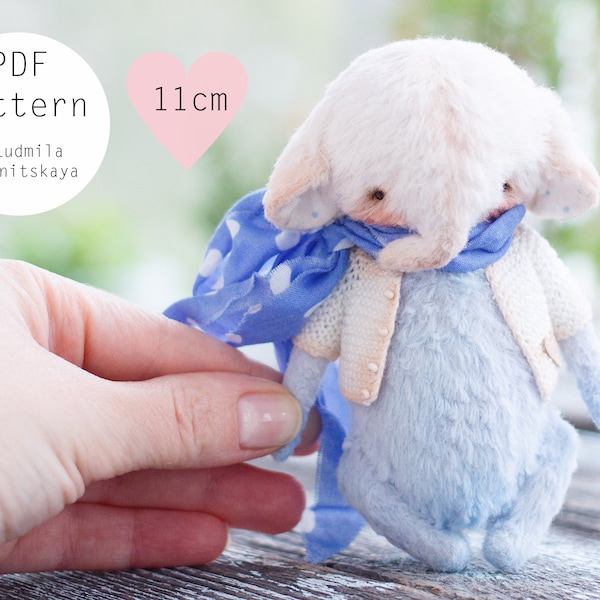 Elephant sewing pattern, stuff animal sewing pattern, soft toy pattern , artist teddy bear pattern, miniature elephant pdf 4.5 inch