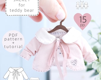 Teddy jacket sewing pattern, doll clothes pattern, toy dress pattern,  pattern for teddy bear clothes, teddy bear pattern, jacket tutorial