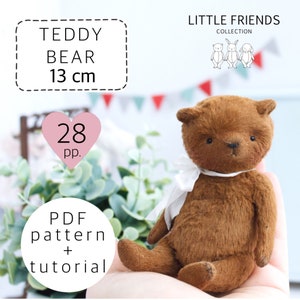 Miniature teddy bear pattern, teddy  bear sewing pattern, artist bear pattern, joint teddy bear tutorial  5.1 inch, instant download pdf