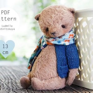 Artist Teddy Bear pattern, teddy pattern, teddy bear, soft toy pattern, viscose bear, 5.4 inches
