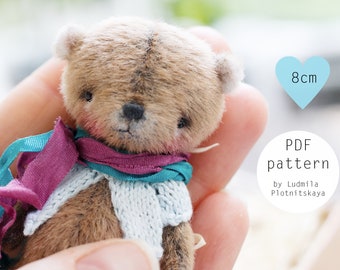 Teddybär Schnittmuster, Schnittmuster Stofftier bär, Schnittmuster Kuscheltier pdf, Schnittmuster 8,5 cm