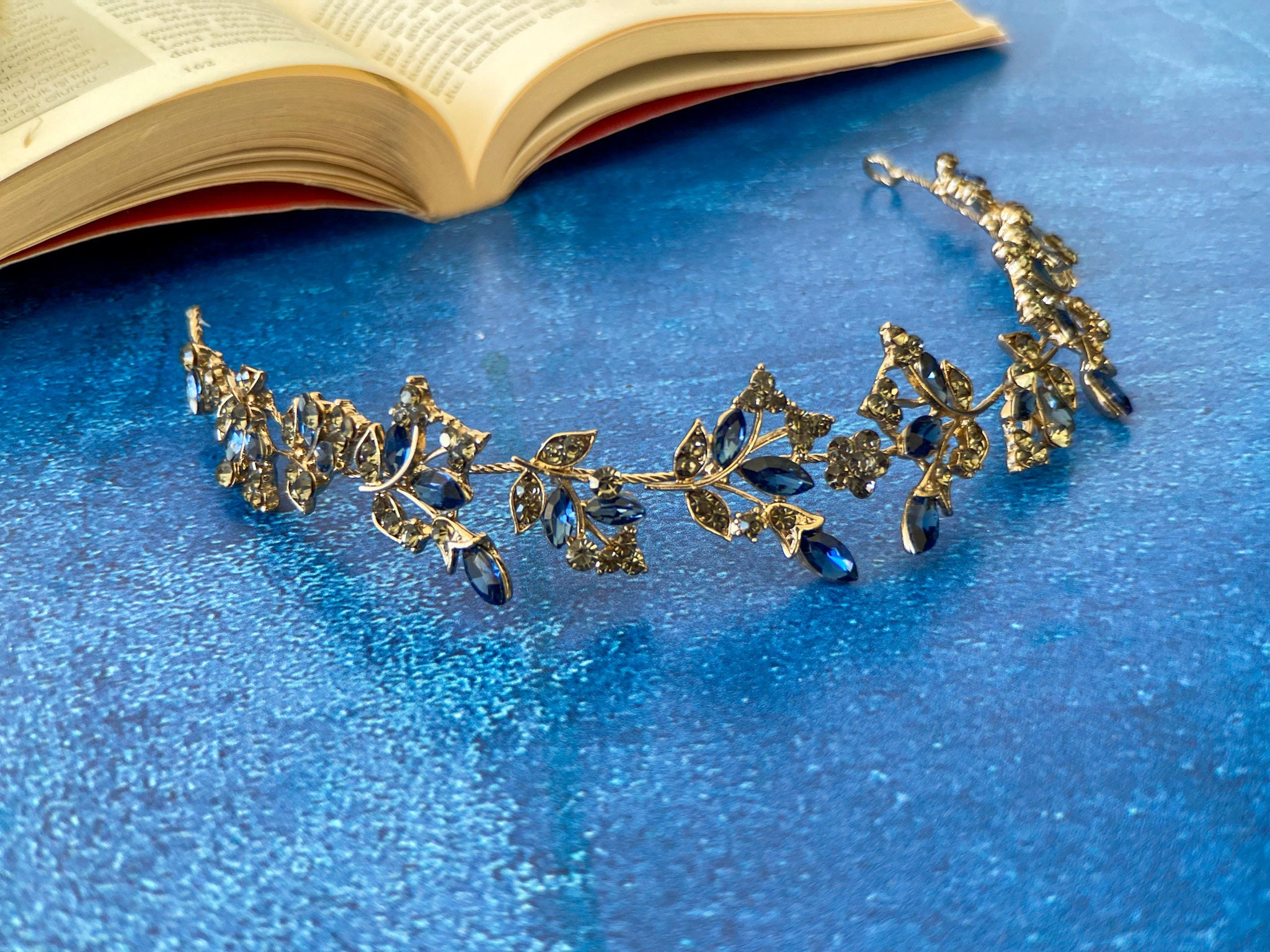 Golden Floral & Pearls Tiara Crown, Tiara Wedding, Gold Tiaras, Gold