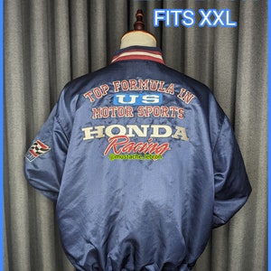 Rare 80s Honda Racing Motorsport Varsity Jacket Big Logo Embroidery Collection true XL - XXL