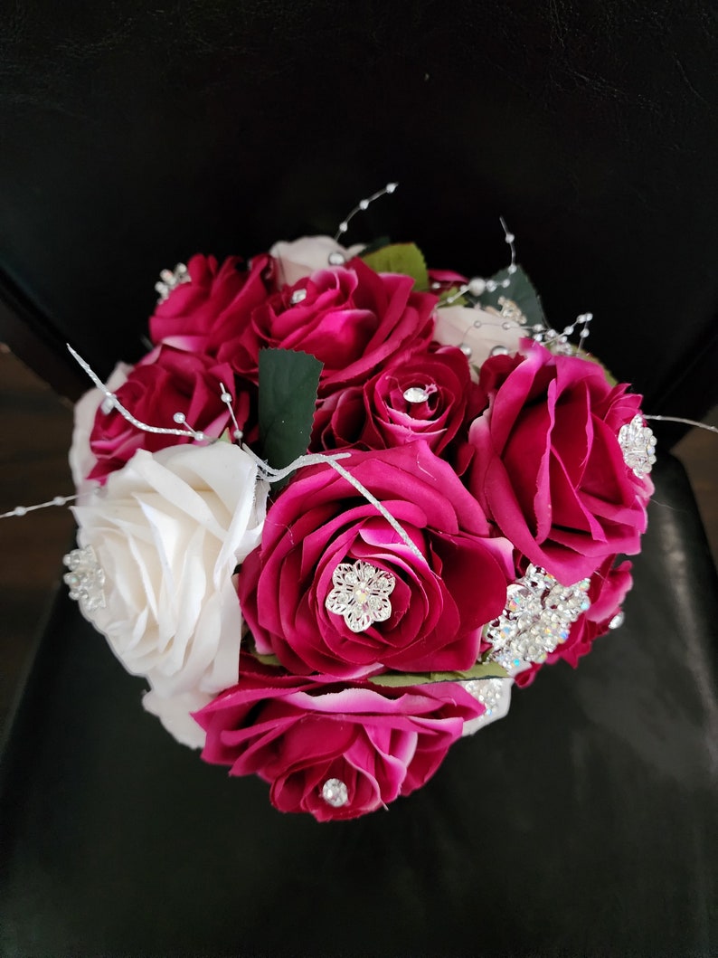 75 Bouquet fuchsia, peach, and ivory. main image 0
