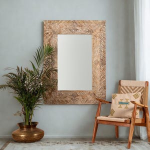 Vintage Handcrafted Frame – Intricately Carved Mango Wood Mirror