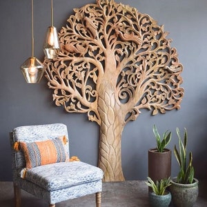 Tree Hand Carved Wooden Tree Wooden Wall Art Wooden Tree for home tree wall decor