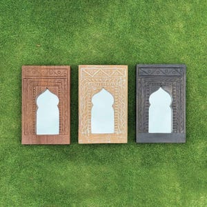 Heritage Haveli Hand-Carved Wooden Mirror Frame.