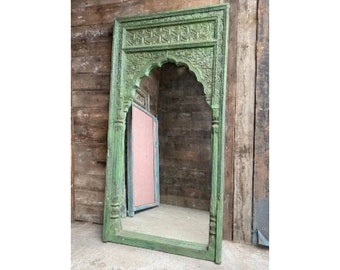 Indian Style Jharokha Hand Carved Wall Mirror in Solid Hard Wood Amtique wall decor Indian Vintage hand Carved Jharoka Mirror