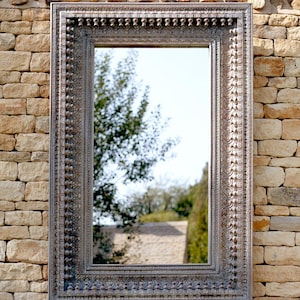 Handcarved Mirror Frame Indian Wooden Carved Wall Mirror Frame Antique Vintage Spindle Mirror Frame for home Indian Carving mirror