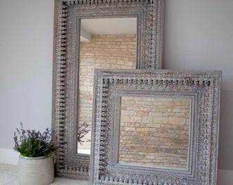 Handcarved Mirror Frame Indian Wooden Carved Wall Mirror Frame Antique Vintage Spindle Mirror Frame for home Indian Carving mirror